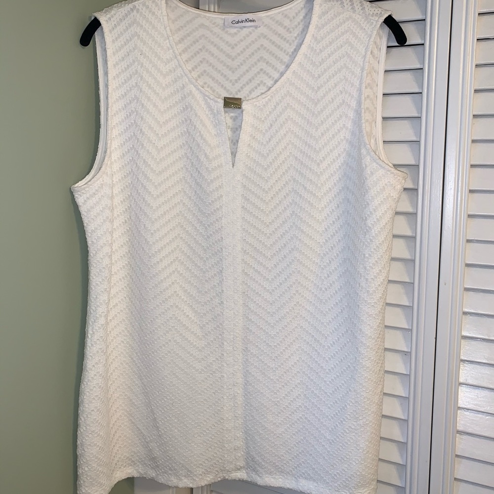White Calvin Klein sleeveless shirt